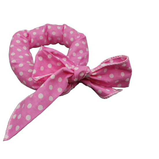 Koelsjaal pink dotted strik