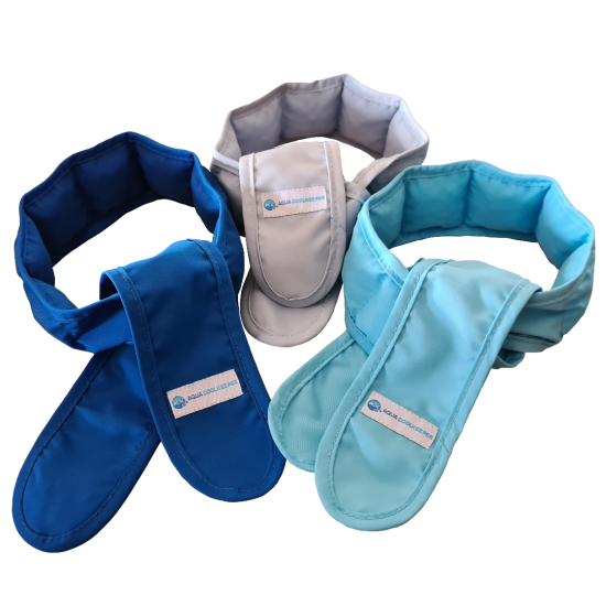 Set koelsjaals aqua coolkeeper silver ocean navy