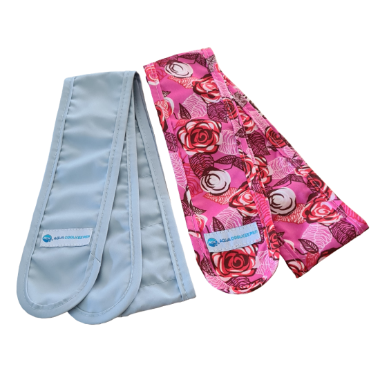 Set koelsjaals aqua coolkeeper silver roses leeg