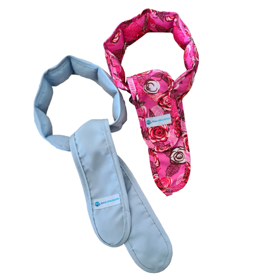 Set koelsjaals aqua coolkeeper silver roses