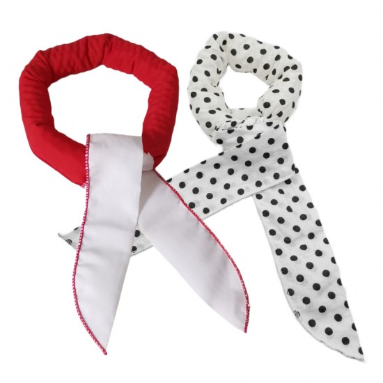 Set koelsjaals rood wit en wit gestipt